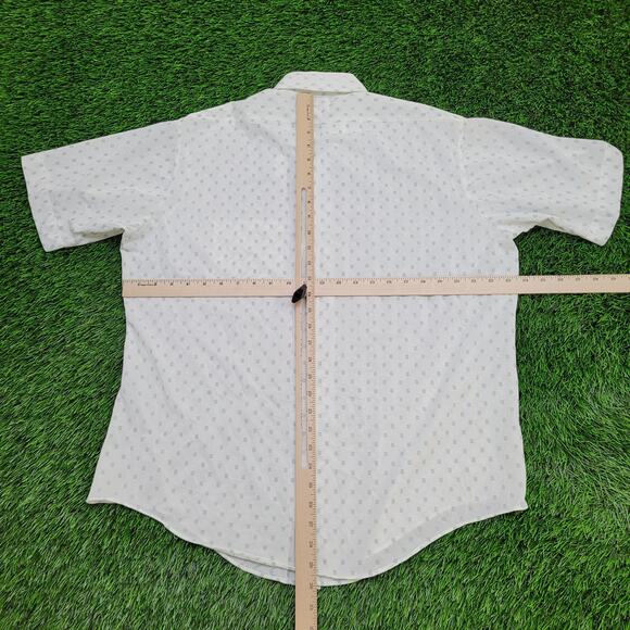 Vintage Polka AOP Button Shirt XL 24x30 White Green - Picture 7 of 10